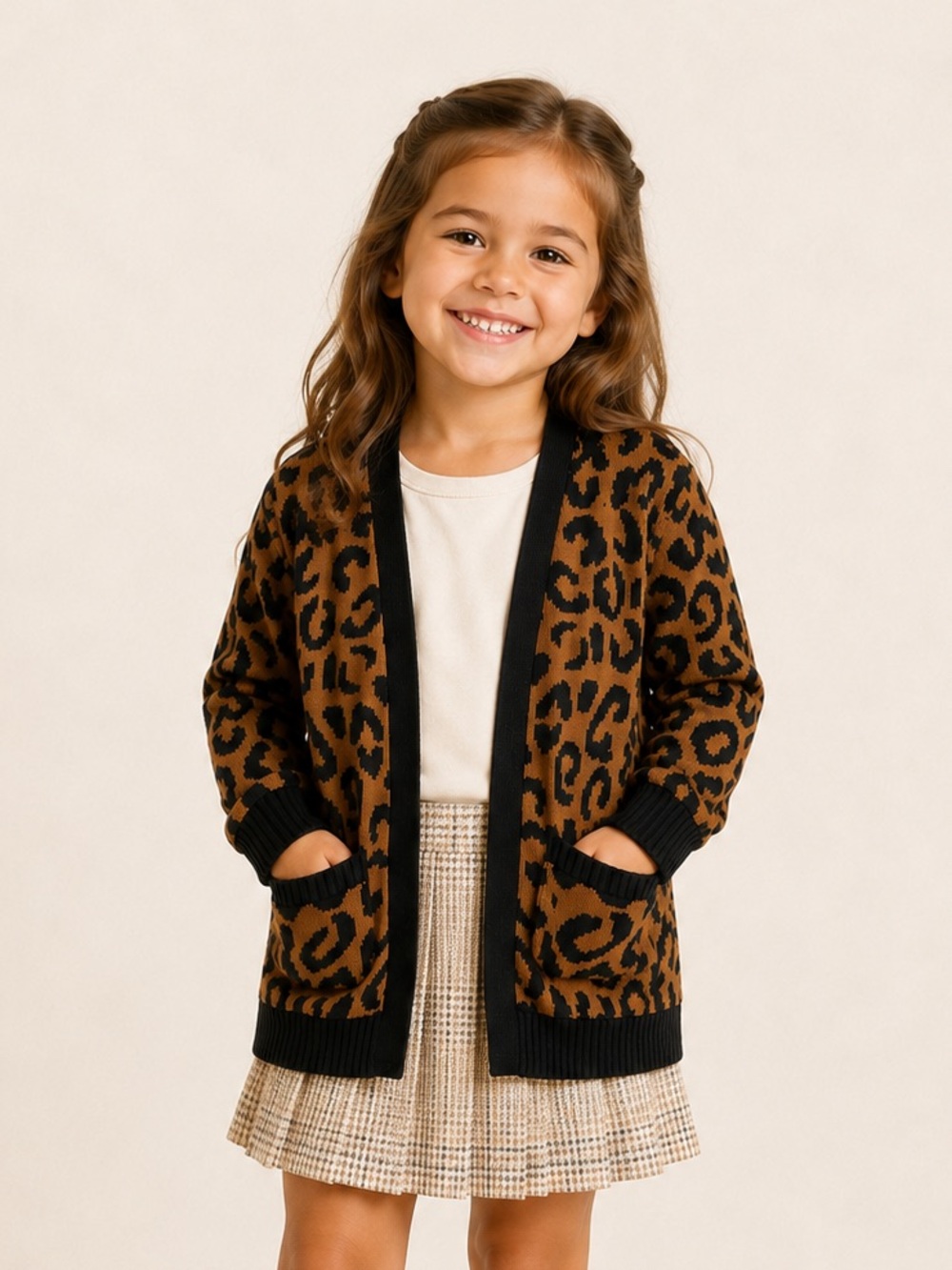 Old Navy Leopard Print Open-Front Cardigan Jacket - Brown & Black 4T Fall Spring